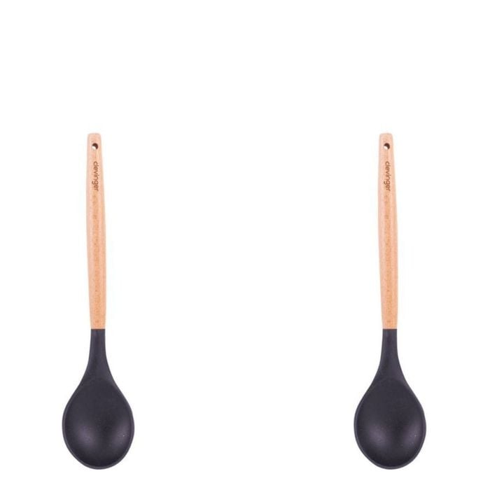 2pcs Beechwood & Silicone Spoon Charcoal