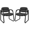 Costway Conference Chair Set of 2 PU Leather Office Waiting  Meeting Room Chair w/Paded Cushion Black