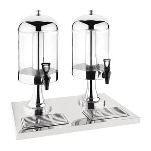 Olympia Double Juice Dispenser With Drip Tray Hollow Core Stainless Steel 14ltr 578x564x370mm J184