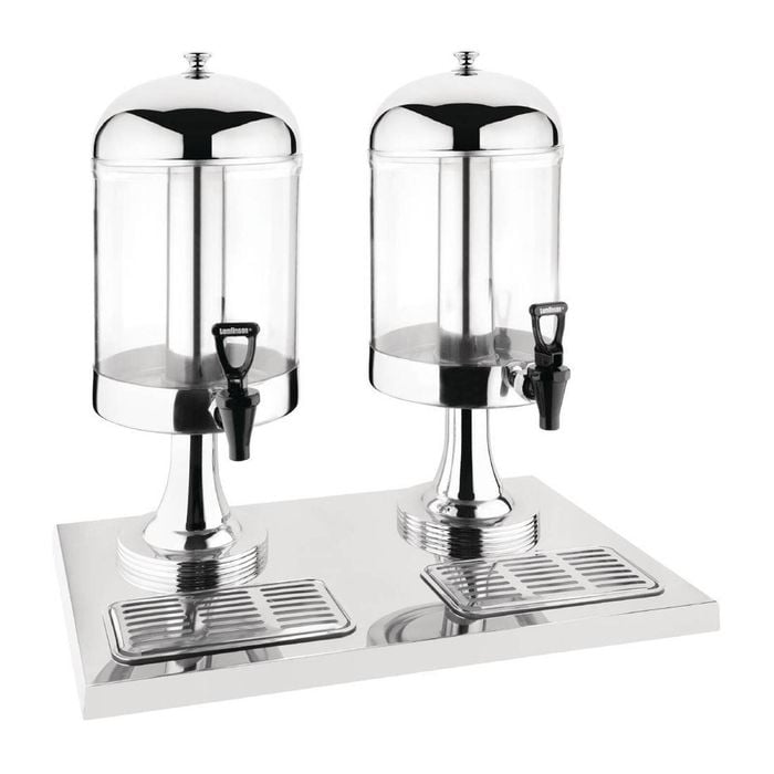 Olympia Double Juice Dispenser With Drip Tray Hollow Core Stainless Steel 14ltr 578x564x370mm J184