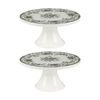 2x Casa Domani Rosetta Footed Cake Stand Antique Green Finish Serveware 20cm