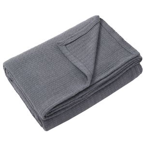 Jason Size Single/Double Bed 200x240cm Cotton Basketweave Pattern Blanket Grey