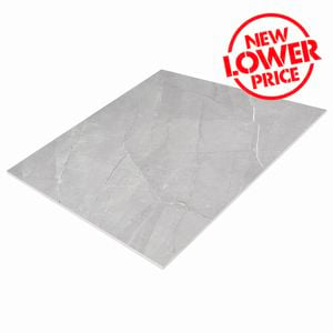 Duratile 60 x 60cm 1.08m² Grey Marble Gloss Porcelain Tile - Carton of 3