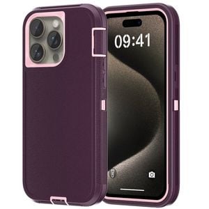 Rugged Case Shockproof Heavy Duty Cover - For Apple iPhone 15 (Pink)