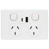DETA White Matte X6 Double Power Point With USB A+C PD20W Fast Charging