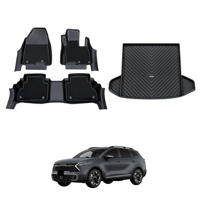 AUSGO Double-Layer Floor Mats & Boot Liner Set for KIA Sportage NQ5 S / SX 2021-2025 Car Floor Liners Cargo Mat