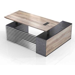 ModernFurniture PHOENIX Sit & Stand Electric Lift Executive Desk 180cm Oak&Black