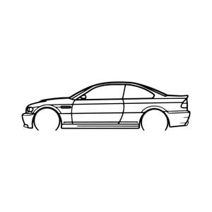 Ignite Laser BMW E46 M3 CSL Silhouette Metal Wall Art Coated Black 47inch/120cm