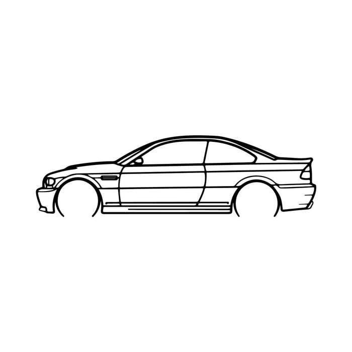 Ignite Laser BMW E46 M3 CSL Silhouette Metal Wall Art Coated Black 47inch/120cm