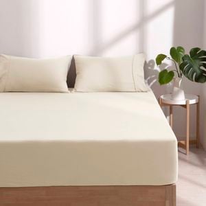 Dreamaker Superfine Washed Microfibre Combo Fitted Sheet Set Natural Long Single Bed