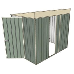 Build-a-Shed 1.5 x 2.3 x 2m Narrow Single Hinged Door Skillion Shed with Single Sliding Doors - Green