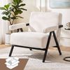 HOMFURN White Corduroy Armchair, Black Iron & Wood Frame, 150kg Capacity Accent Chair for Living Room & Bedroom