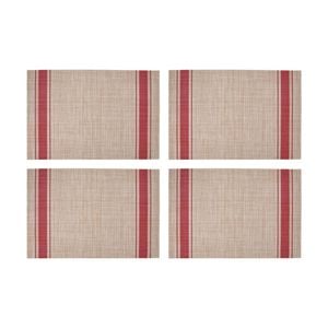 4pk Maxwell & Williams 45x30 Cm Table Accents Linen Look Metallic Placemat - Red