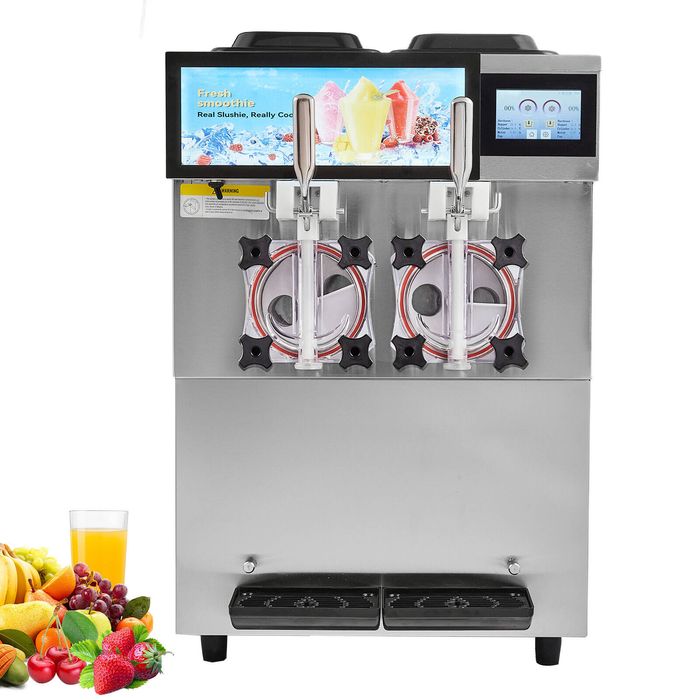 Vevor 2x12 L/3.17 Gal Commercial Slushy Machine Silver Double Tanks Cool And Freeze Modes For Party