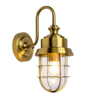 CLA Lighting Parol Exterior Cylinder Glass with Cage Wall Light IP44 Brass