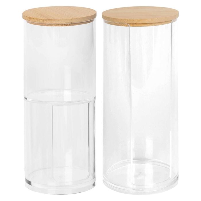 Harbour Housewares 2pc Reusable Plastic Bathroom Canister Set with Bamboo Lid