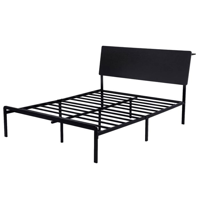 Artiss Bed Frame Queen Size Led Metal Bed Base With Charging Station Lan