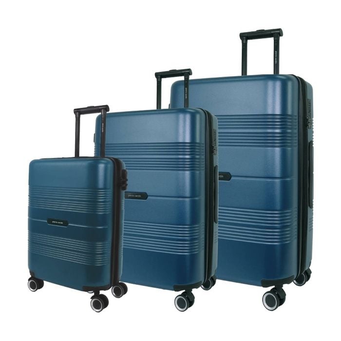 3pc Pierre Cardin Travel Hard Shell Case Cabin/med/lrg Suitcase Set Luggage Teal