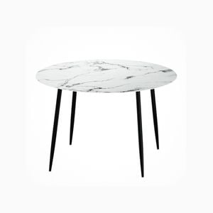 Artiss 1.1M Marble Effect Dining Table Round White Black
