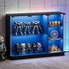 Ufurniture 120cm Display Cabinet with Human Body Sensor LED Light Display Shelf with Glass Doors Black
