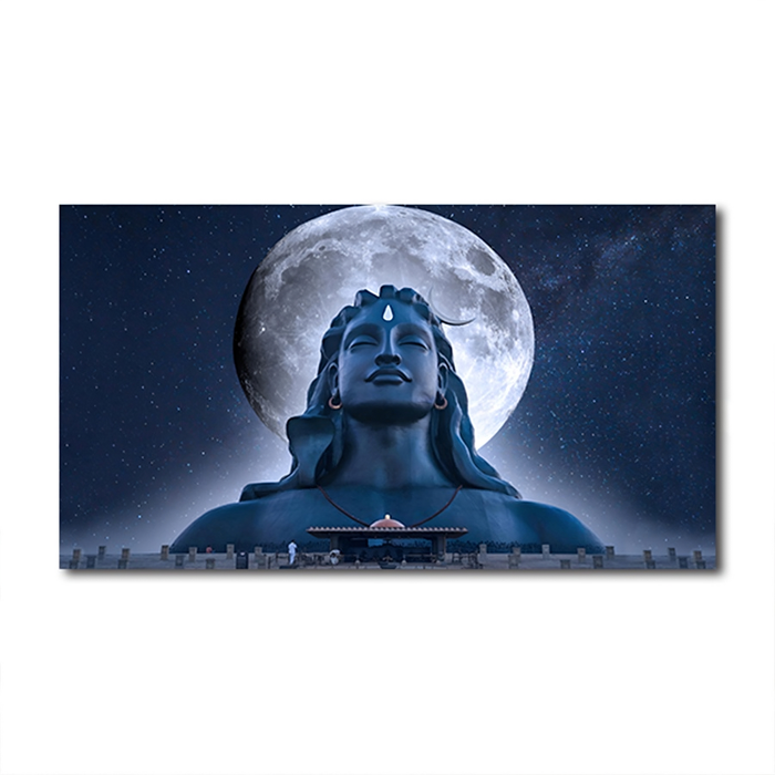 Mayalu Adiyogi Shiva Canvas Wall Art, Single Panel, 50 x 90 cm, Night Sky Design