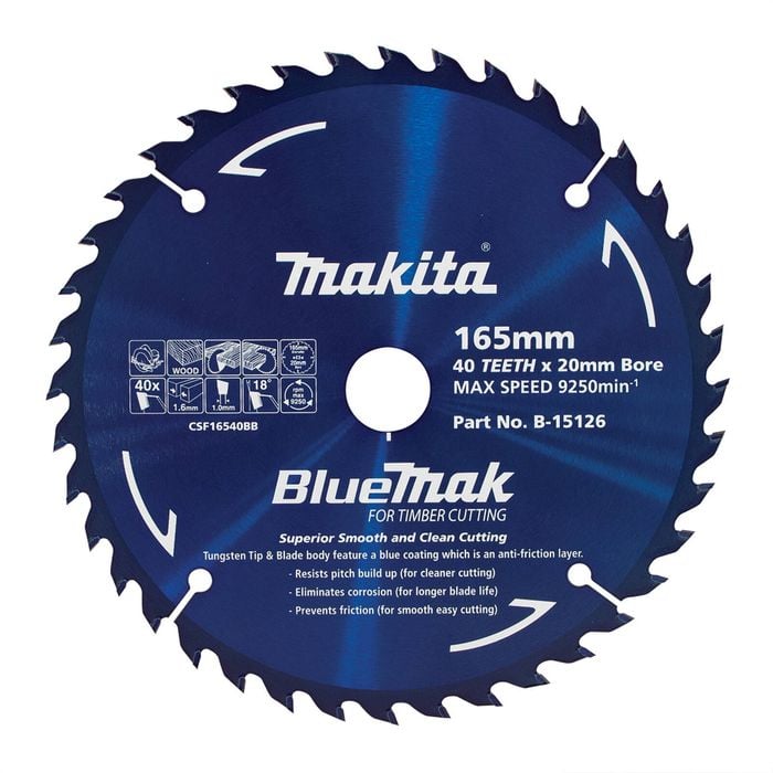 Makita 165mm 40T Bluemark Circ Saw Blade B-15126