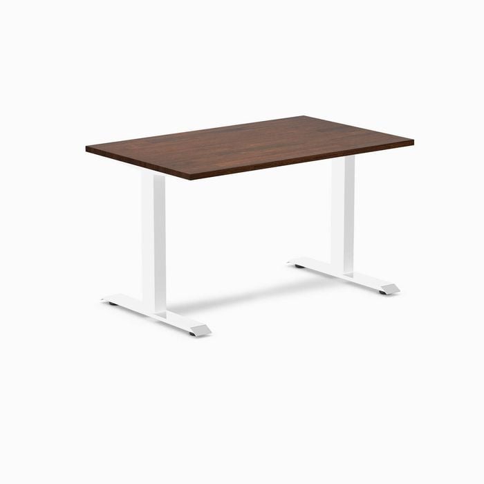 Desky Fixed Height Red Walnut Rubberwood Desk 120x75cm White Leg