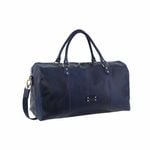Pierre Cardin Smooth Leather Overnight Bag Luggage Weekend Duffle - Midnight