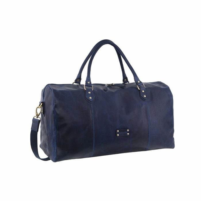 Pierre Cardin Smooth Leather Overnight Bag Luggage Weekend Duffle - Midnight