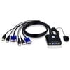 Aten Compact Kvm Switch 2 Port Single Display Vga, Remote Port Selector, Usb Hot-plugging