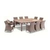 Sahara 10 Seat Outdoor Teak And Wicker Dining Setting Brushed Wheat & Cream Cushions