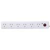 Click White 6 Outlet Surge Protected Powerboard with Master Switch