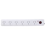 Click White 6 Outlet Surge Protected Powerboard with Master Switch