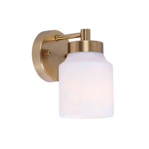 Cla Lighting Tufo Interior Wall Light White Jar Alabaster With Brass Highlight