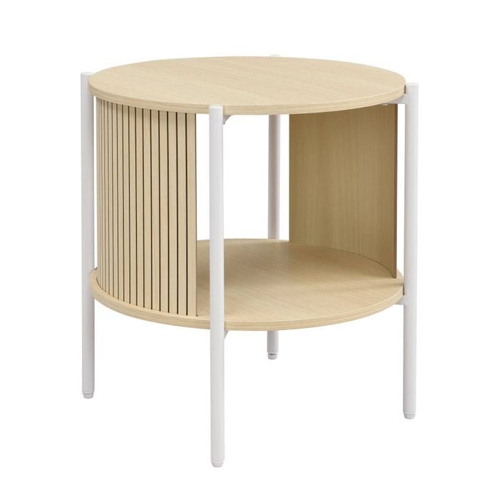Mia Side Table Round Light Oak and White