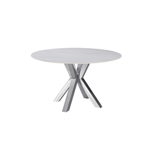 Elegant Collections Silver Miles Marble Dining Table