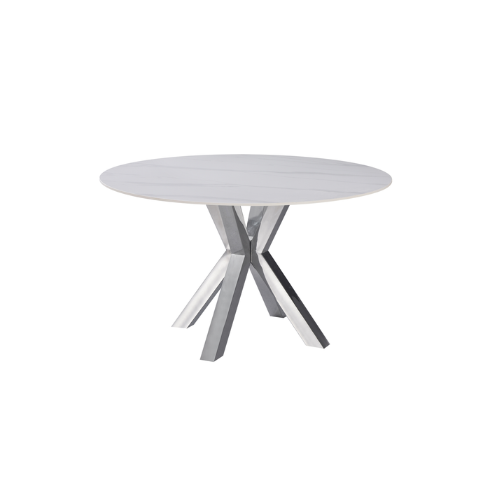 Elegant Collections Silver Miles Marble Dining Table