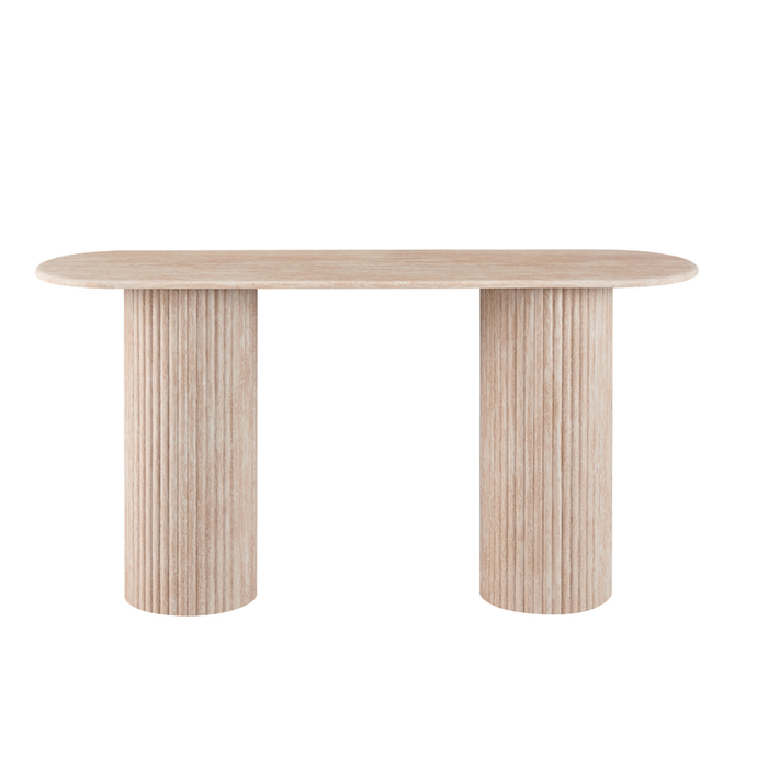 Raimon Furniture Orazio Faux Marble Wooden Frame Hallway Console Hall Table Travertine