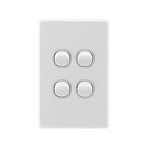 DETA White Gloss S-line Quad Vertical Wall Switch