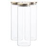 Argon Tableware Glass Storage Jar - Gold Lid - 2 Litre - 3x Modern Round Scandi Organisation Container Glass Jar