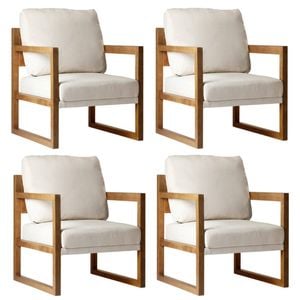 Oikiture 4x Armchair Lounge Sofa Chair Fabric Accent Chair Tub Armchairs Couches