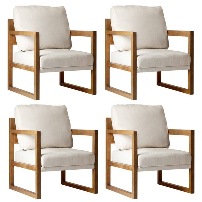 Oikiture 4x Armchair Lounge Sofa Chair Fabric Accent Chair Tub Armchairs Couches