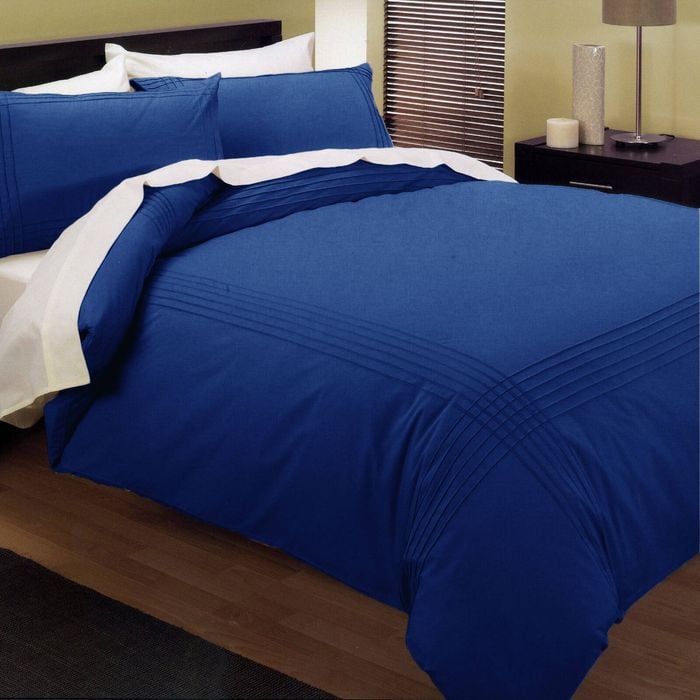 Kingtex Pintuck Quilt Cover Set Blue Double