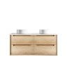 Attica 1200mm Natural Oak Baia Wall Hung Vanity with Pure White Top Double Bowl