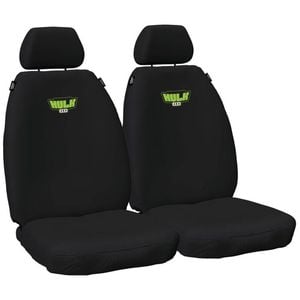 Hulk Isuzu DMax/MUX & Mazda BT50 Canvas Front Seat Covers Black/Green Stitch