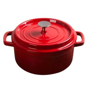 SOGA 22cm Red Cast Iron Stewpot with Lid – 2.7L