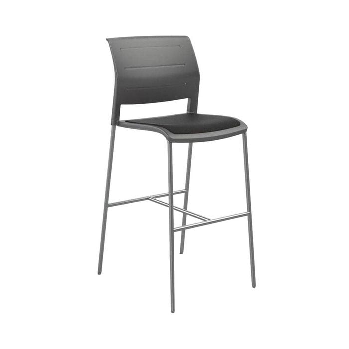 Olg Game Bar Stool Chrome Legs Charcoal Shell Slate Grey Upholstered Seat Only