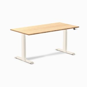 Desky Dual Bamboo Sit Stand Desk Wheat Frame 150cm