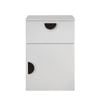 European Cabinetry Slim Half Moon Black Porto Bedside Table White