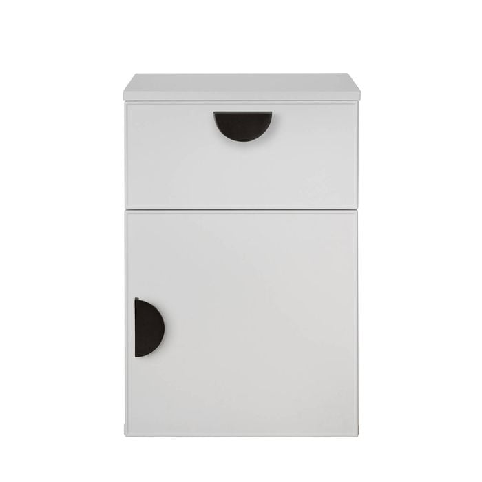 European Cabinetry Slim Half Moon Black Porto Bedside Table White